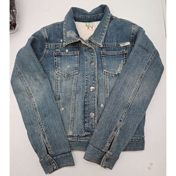 Roxy Girls Denim Sherpa Lined Jacket L/G - Picture 1 of 8